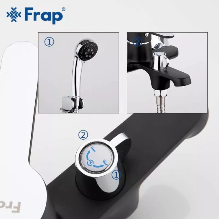 Змішувач для ванни Frap F3242, чорний/хром Змішувач для ванни Frap F3242, чорний/хром