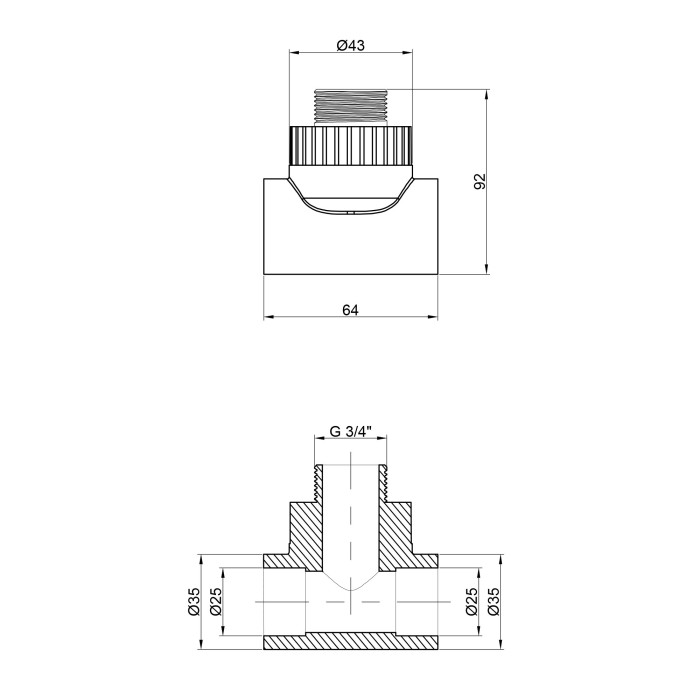 Трійник PPR Thermo Alliance 25х3/4"х25 ЗР Трійник PPR Thermo Alliance 25х3/4"х25 ЗР
