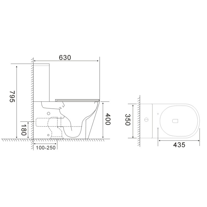 Бачок до унітазу-компакту Mixxus Bevel-0407-T1 Tank 630х350х795 зі зливною арматурою (MI8323)