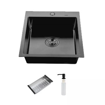 ID 5050-B мийка одинар.500x500x215мм, (3.0/0.8мм), сифон, дозатор, кошик, PVD Black {1/1}