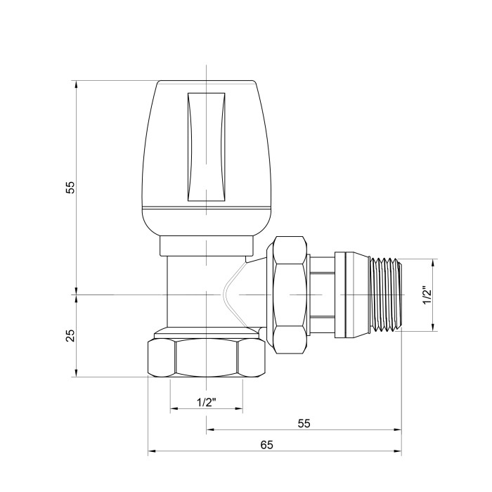 Кран радіаторний Icma 1/2" з антипротіканням кутовий з ручкою №802+940 Кран радіаторний Icma 1/2" з антипротіканням кутовий з ручкою №802+940