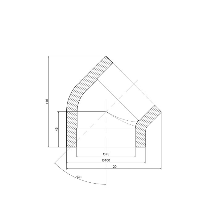 Кутик PPR Thermo Alliance 75, 45° Кутик PPR Thermo Alliance 75, 45°
