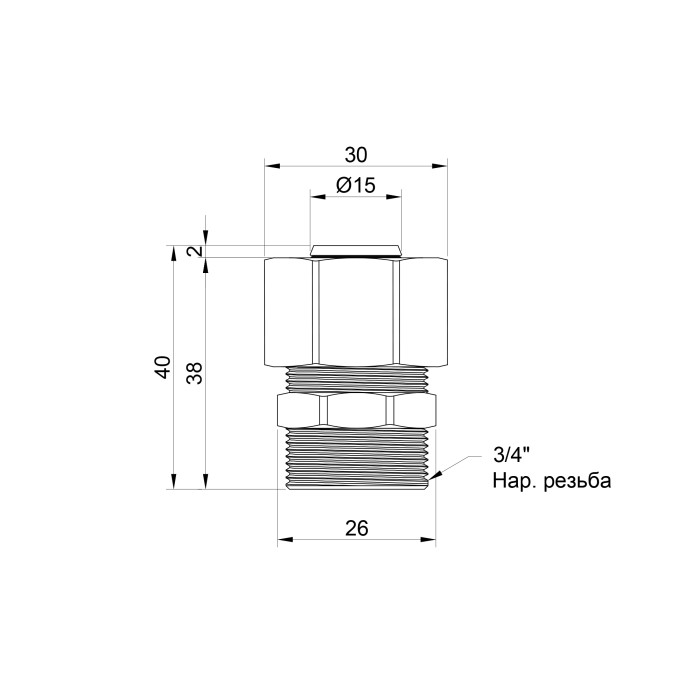 Перехідник обтискний Thermo Alliance Standart 20х3/4" ЗР SD154W2020 Перехідник обтискний Thermo Alliance Standart 20х3/4" ЗР SD154W2020