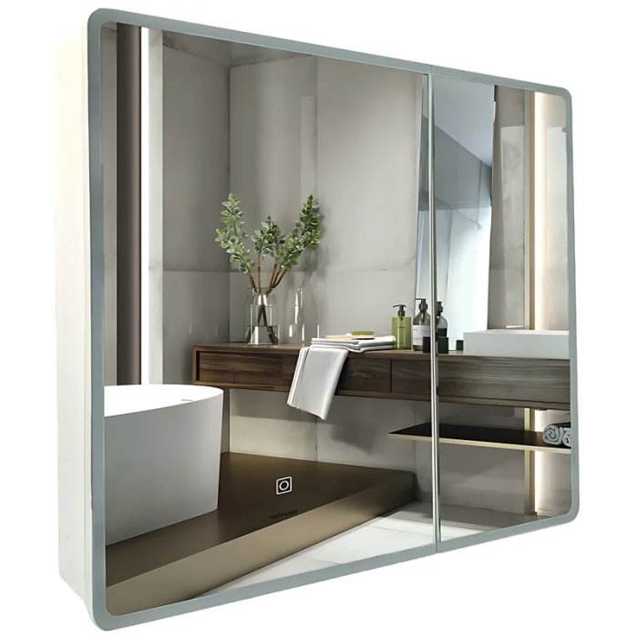 Дзеркальна шафка Mixxus Premium Olivary CM01-80x70x13 з LED Touch, димером, регулятором яскравості (MI8296) Дзеркальна шафка Mixxus Premium Olivary CM01-80x70x13 з LED Touch, димером, регулятором яскравості (MI8296)