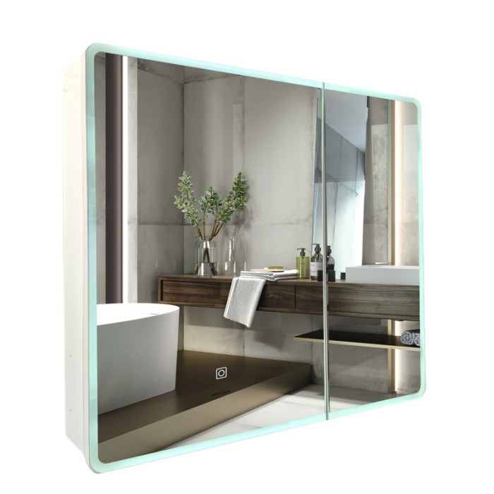 Дзеркальна шафка Mixxus Premium Olivary CM01-80x70x13 з LED Touch, димером, регулятором яскравості (MI8296) Дзеркальна шафка Mixxus Premium Olivary CM01-80x70x13 з LED Touch, димером, регулятором яскравості (MI8296)