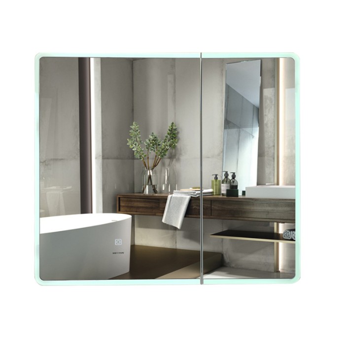 Дзеркальна шафка Mixxus Premium Olivary CM01-80x70x13 з LED Touch, димером, регулятором яскравості (MI8296) Дзеркальна шафка Mixxus Premium Olivary CM01-80x70x13 з LED Touch, димером, регулятором яскравості (MI8296)