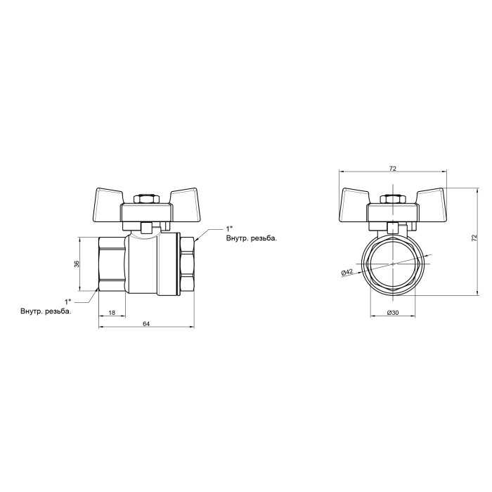 Кран кульовий Thermo Alliance Standart 1" ВР для води (метелик) SD602NW25PN40 Кран кульовий Thermo Alliance Standart 1" ВР для води (метелик) SD602NW25PN40