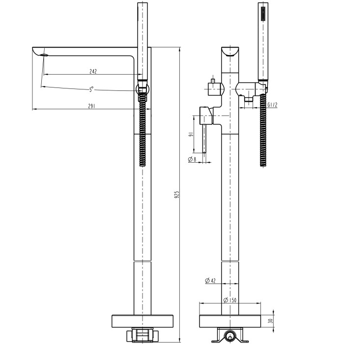 Змішувач для ванни TOPAZ LOFT TLF 32113-H39-C Змішувач для ванни TOPAZ LOFT TLF 32113-H39-C
