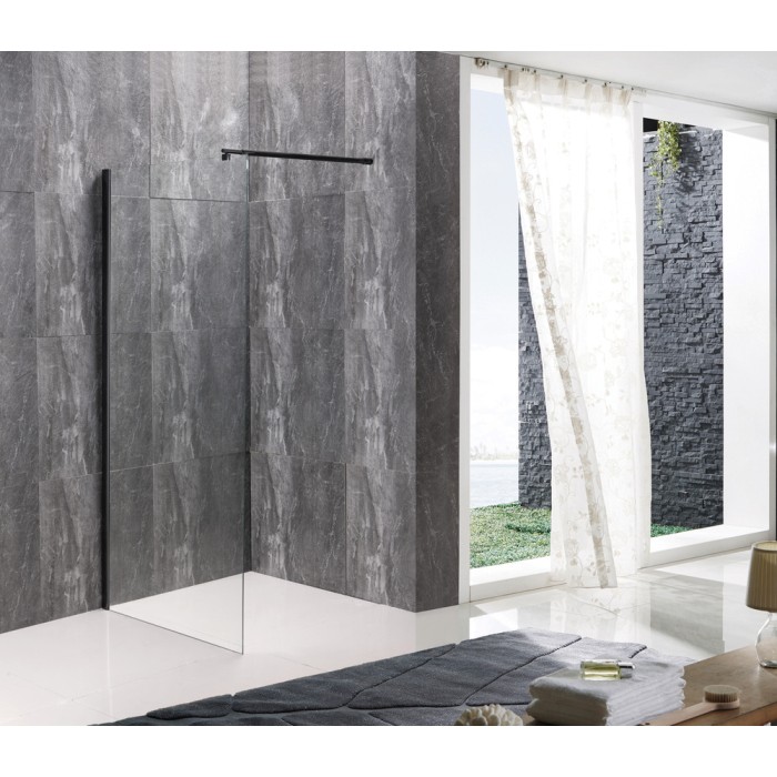 Душова перегородка Mixxus Premium FLAT SP02-80x200-TR Black Walk-In прозоре скло 8мм (MI6854)