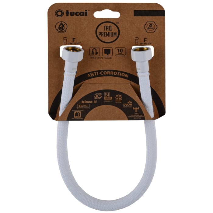 Шланг водяний TUCAI TAQ PREMIUM GRIF 1/2″x1/2″ BВ 0,3м.АНТИКОР. ACB HG-1212-300  (Білий Мат) 209971