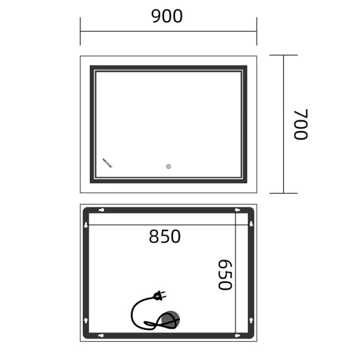 Дзеркало Mixxus Premium QUADRO MR20-90x70-Reverse з Led Touch, Anti-fog, димером, регулятором яскравості (MP6621) Дзеркало Mixxus Premium QUADRO MR20-90x70-Reverse з Led Touch, Anti-fog, димером, регулятором яскравості (MP6621)
