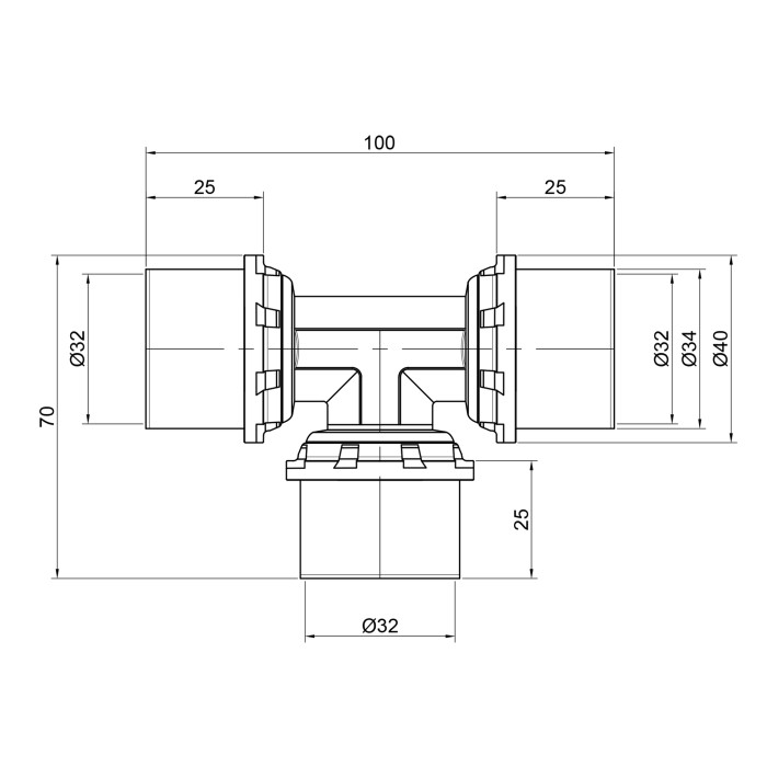Трійник прес Icma 32х32х32 №406 Трійник прес Icma 32х32х32 №406