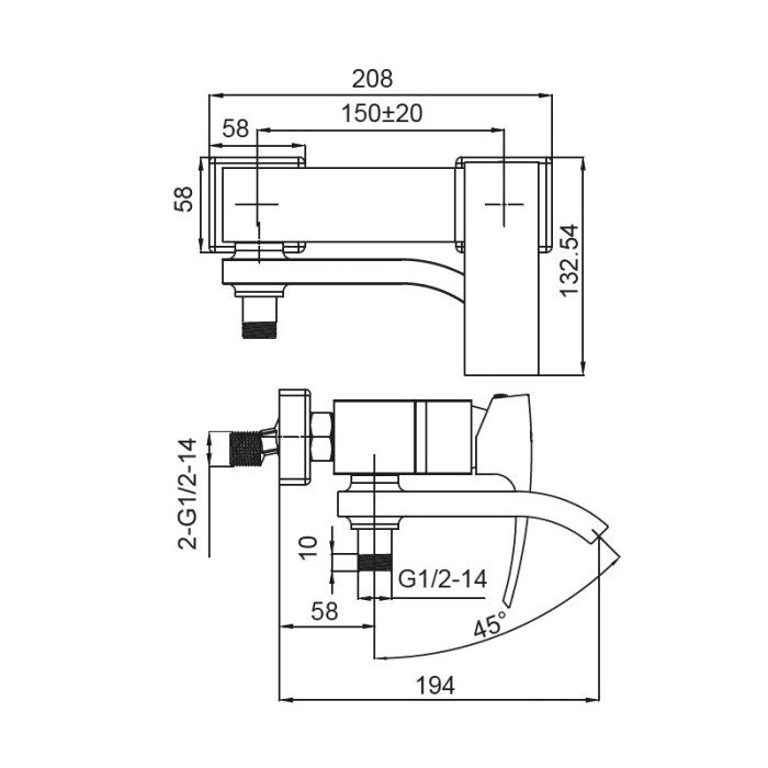 Змішувач для ванни з коротким виливом Koer KB-41007-05 (Колір чорний) (KR3455) Змішувач для ванни з коротким виливом Koer KB-41007-05 (Колір чорний) (KR3455)