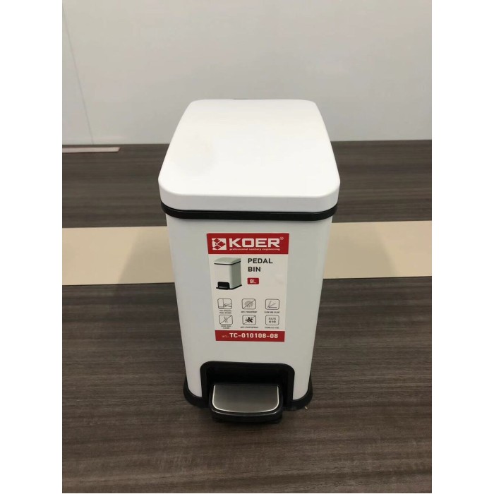Відро для сміття з плавним закриттям прямокутне Koer TC-010108-08 8 л колір білий (KR5592) Відро для сміття з плавним закриттям прямокутне Koer TC-010108-08 8 л колір білий (KR5592)