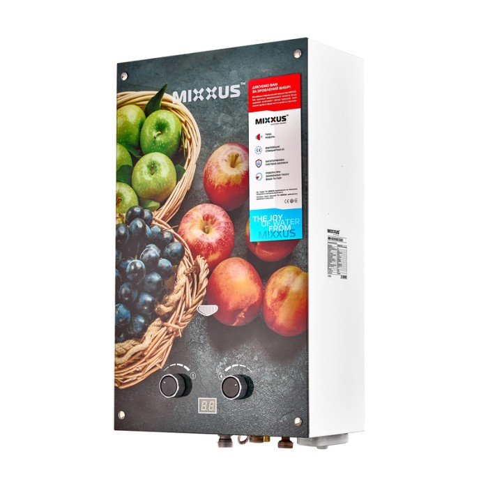 Газова колонка MIXXUS GWH-0310 BASIC GLASS димохідна 10 л/хв (панель зі скла з малюнком) (WH0024) Газова колонка MIXXUS GWH-0310 BASIC GLASS димохідна 10 л/хв (панель зі скла з малюнком) (WH0024)