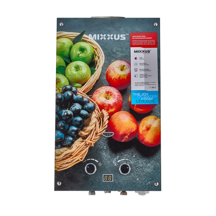 Газова колонка MIXXUS GWH-0310 BASIC GLASS димохідна 10 л/хв (панель зі скла з малюнком) (WH0024) Газова колонка MIXXUS GWH-0310 BASIC GLASS димохідна 10 л/хв (панель зі скла з малюнком) (WH0024)
