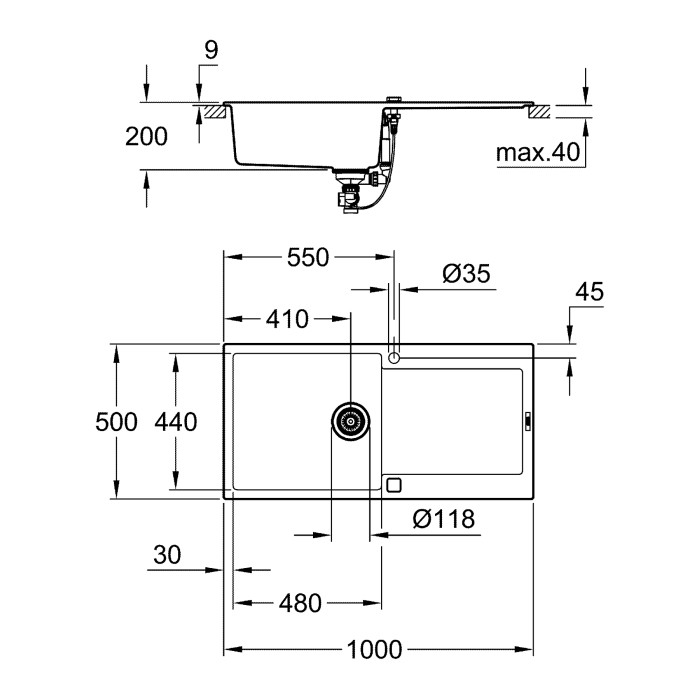 Композитна мийка для кухні Grohe K500 (31645AT0) Композитна мийка для кухні Grohe K500 (31645AT0)