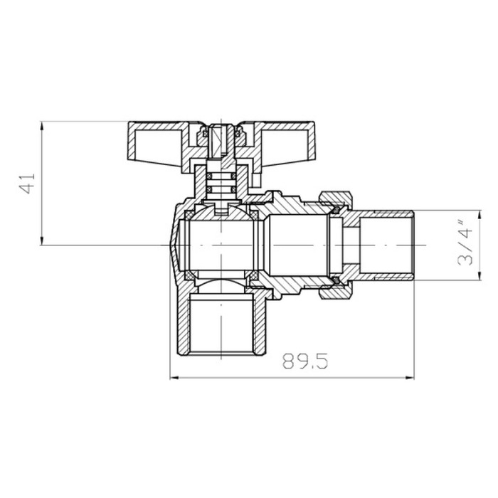 Кран з американкою кутовий Koer Extreme KE.228-20 - 3/4" ручка "метелик" червона (KR5764) Кран з американкою кутовий Koer Extreme KE.228-20 - 3/4" ручка "метелик" червона (KR5764)