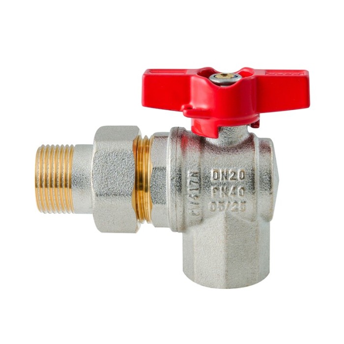 Кран з американкою кутовий Koer Extreme KE.228-20 - 3/4" ручка "метелик" червона (KR5764) Кран з американкою кутовий Koer Extreme KE.228-20 - 3/4" ручка "метелик" червона (KR5764)
