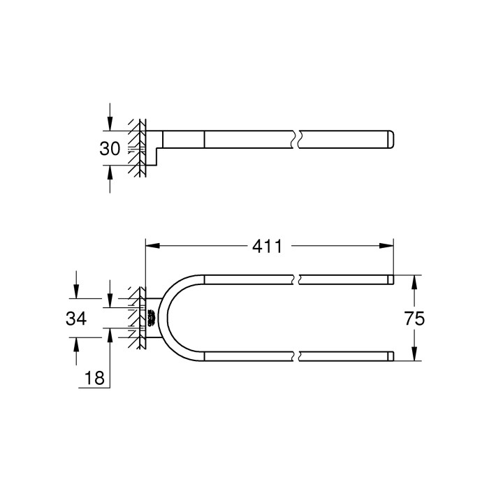 Подвійний тримач для рушників Grohe Selection (41059000) Подвійний тримач для рушників Grohe Selection (41059000)