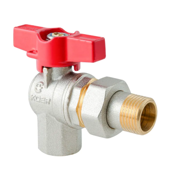 Кран з американкою кутовий Koer Extreme KE.228-15 - 1/2" ручка "метелик" червона (KR5763)
