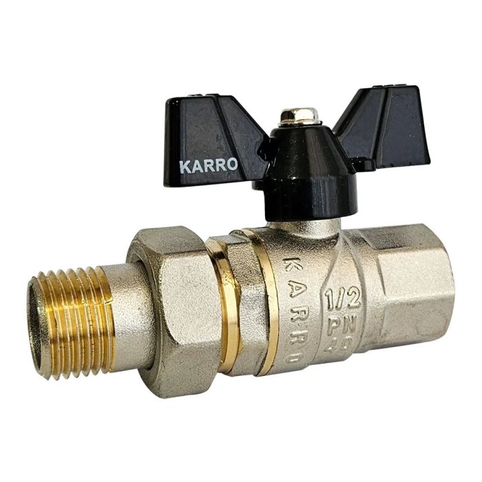 Кран кульовий з американкою KARRO PREMIUM 1" (чорний метелик) {28/7} Кран кульовий з американкою KARRO PREMIUM 1" (чорний метелик) {28/7}