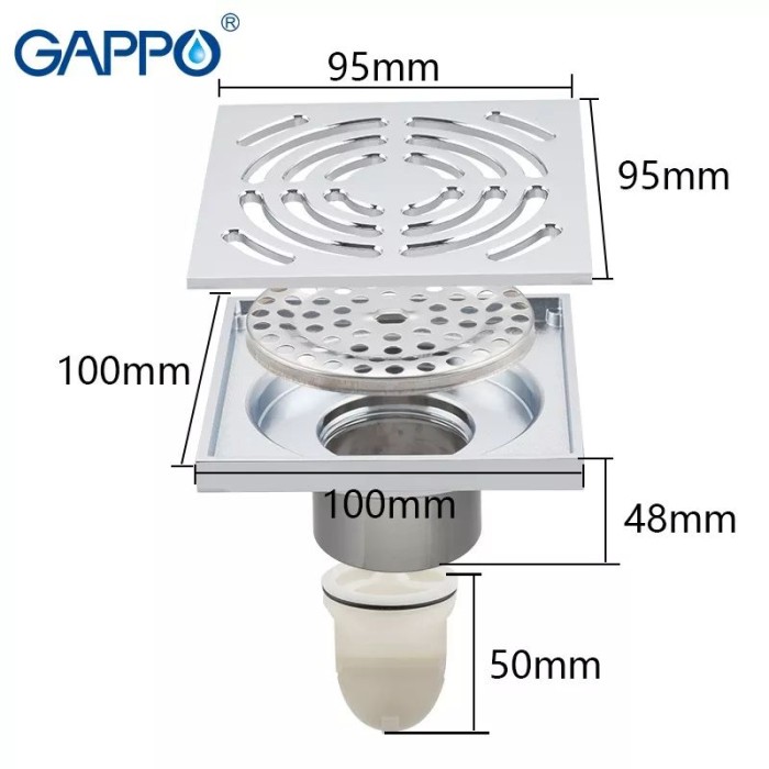 Вертикальний трап GAPPO G81550, латунь, 150х150 мм, хром Вертикальний трап GAPPO G81550, латунь, 150х150 мм, хром