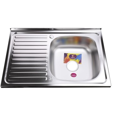 Мийка кухонна накладна прямокутна 800х500х180 Satin Right MR 8050 R E Mira