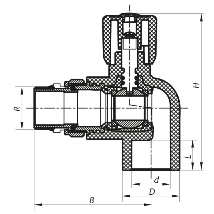 Кран радіаторний 25x3/4 кутовий з прокладкою "антіпротечка" PPR Koer K0162.PRO (KP0208) Кран радіаторний 25x3/4 кутовий з прокладкою "антіпротечка" PPR Koer K0162.PRO (KP0208)