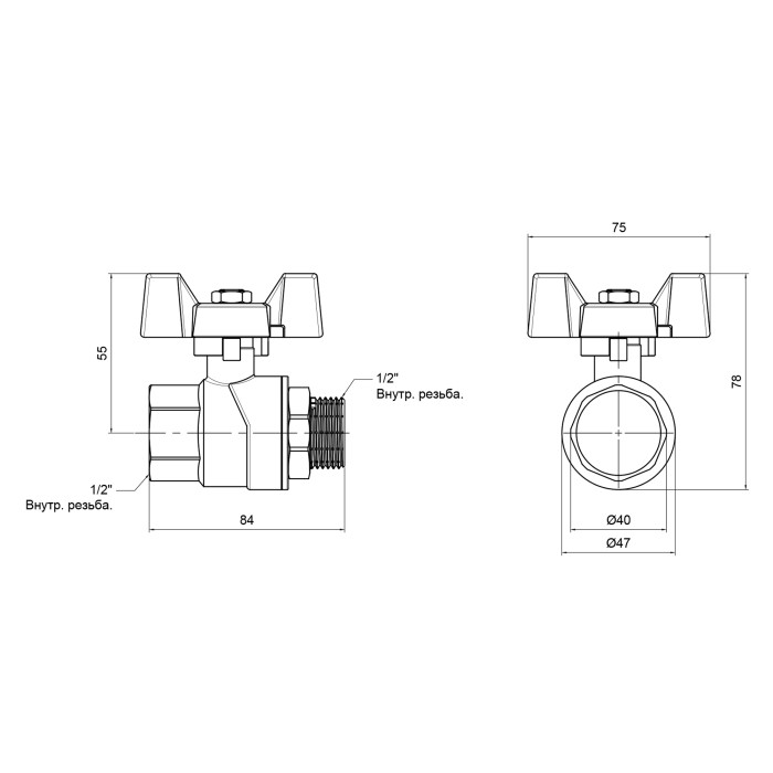 Кран кульовий Thermo Alliance Forte 1/2" ВЗ для води (метелик) SF607W15 Кран кульовий Thermo Alliance Forte 1/2" ВЗ для води (метелик) SF607W15