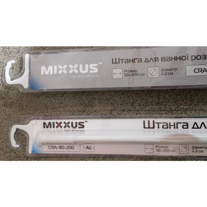 Штанга для шторки телескопічна пряма Mixxus CRA-110x200 110cm-200cm (алюміній) (блістер) (AC0655) Штанга для шторки телескопічна пряма Mixxus CRA-110x200 110cm-200cm (алюміній) (блістер) (AC0655)