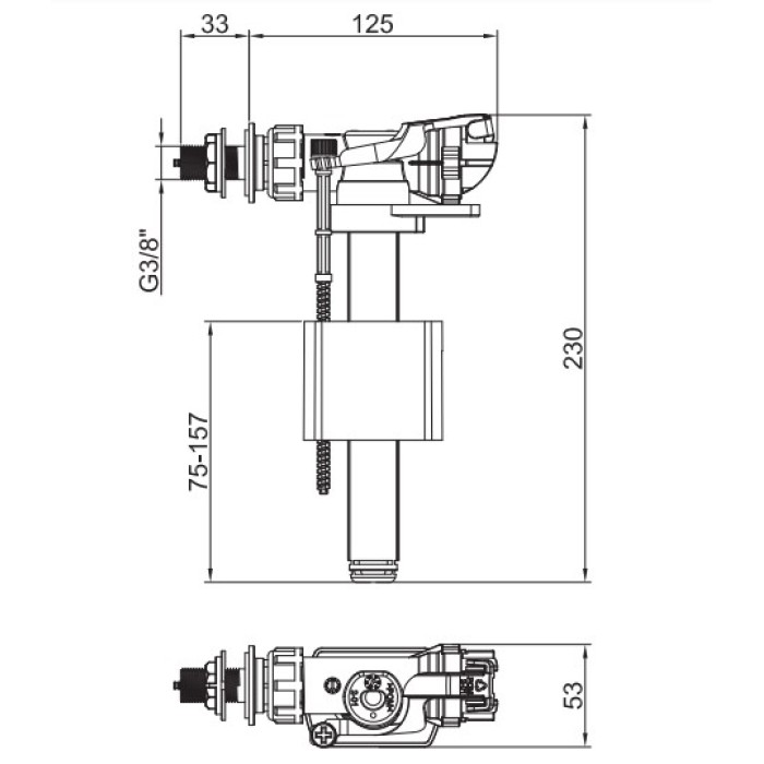 Арматура наповнювальна Koer KT-0106-3/8