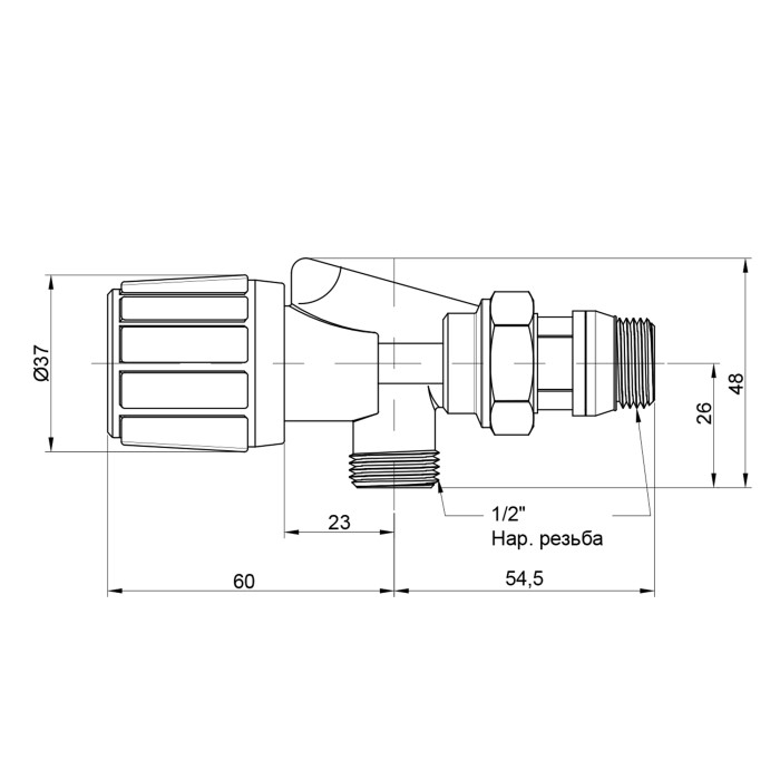 Вентиль двохкутовий Icma 1/2" ЗР №869 Вентиль двохкутовий Icma 1/2" ЗР №869