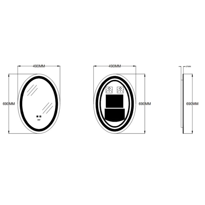Дзеркало Zerix Fusion MV01-50x70 з LED Touch, Anti-fog, димером, регулятором яскравості (ZX6067) Дзеркало Zerix Fusion MV01-50x70 з LED Touch, Anti-fog, димером, регулятором яскравості (ZX6067)