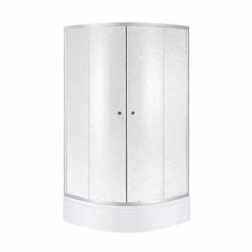 Душова кабіна Latwa SC80x80.SAT.MID.FR полукругла, скло Frost 4 мм + Душовий піддон KAPIELKA ST80x80x26, з панеллю Lidz