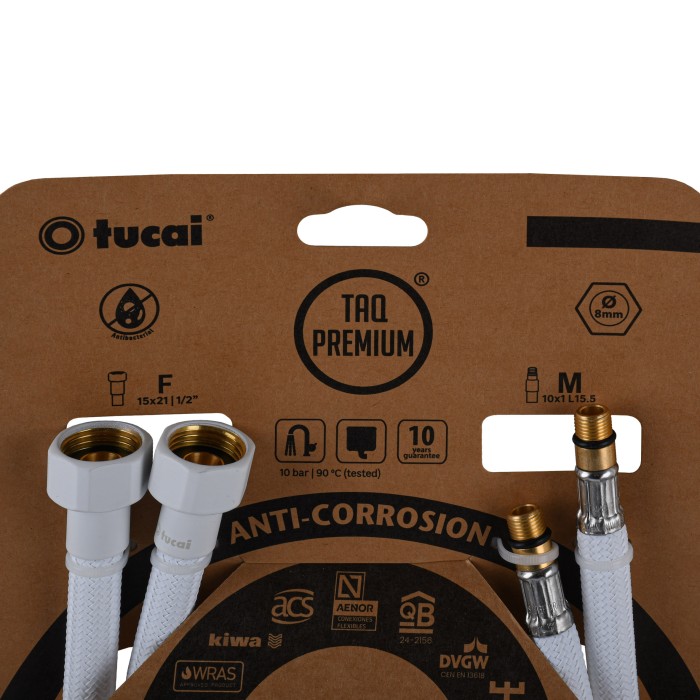 Шланг для змішувача TUCAI TAQ PREMIUM GRIF М10х1/2″ 0,4м. АНТИКОР. AСB ПАРА (Білий Мат) 209966 Шланг для змішувача TUCAI TAQ PREMIUM GRIF М10х1/2″ 0,4м. АНТИКОР. AСB ПАРА (Білий Мат) 209966