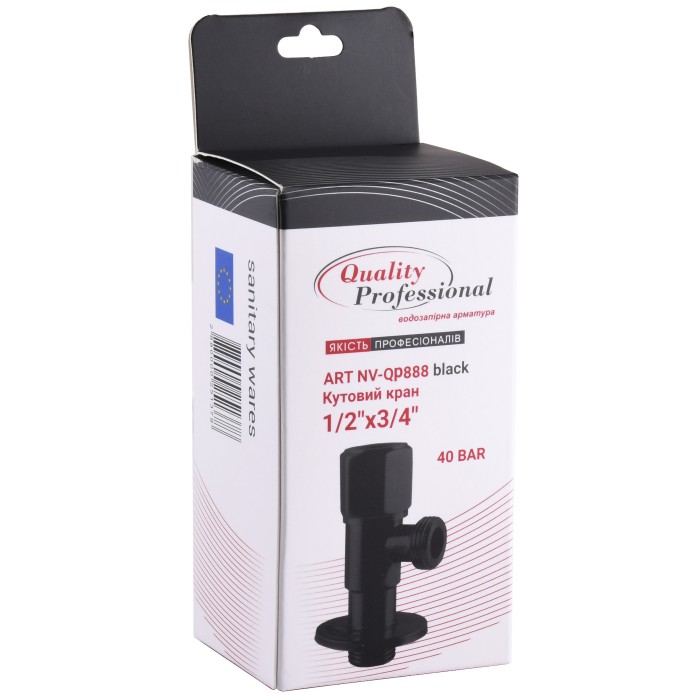 Кран кульовий кутовий Professional 1/2″X3/4″ NV-QP888 BLACK Кран кульовий кутовий Professional 1/2″X3/4″ NV-QP888 BLACK