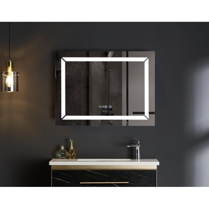 Дзеркало Mixxus LIGHT MR01-90x70 з Led Touch, Anti-fog, димером, регулятором яскравості, годинником (MI5999) Дзеркало Mixxus LIGHT MR01-90x70 з Led Touch, Anti-fog, димером, регулятором яскравості, годинником (MI5999)