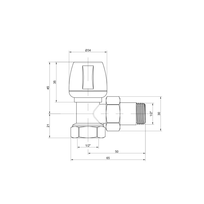 Кран радіаторний Icma 1/2" кутовий №803 Кран радіаторний Icma 1/2" кутовий №803