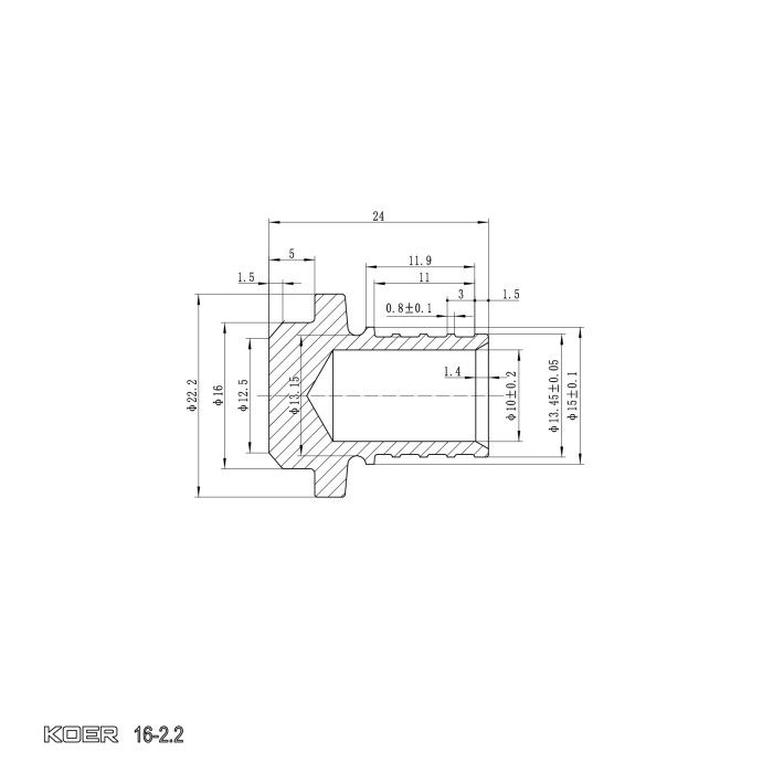 Заглушка Koer KA.P16 - 16(2.2mm) (KR4897) Заглушка Koer KA.P16 - 16(2.2mm) (KR4897)