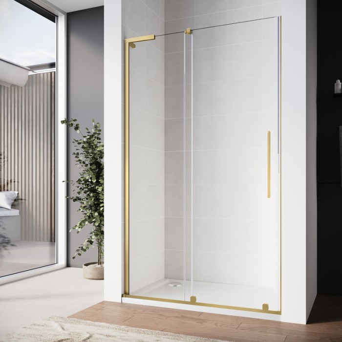 Двері у нішу Walk-In розсувні Koer SR SD07-120x200-R-TR-12 прозоре скло Easy Clean 8мм Матове золото (KR5774) Двері у нішу Walk-In розсувні Koer SR SD07-120x200-R-TR-12 прозоре скло Easy Clean 8мм Матове золото (KR5774)