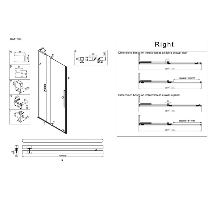 Двері у нішу Walk-In розсувні Koer SR SD07-120x200-R-TR-12 прозоре скло Easy Clean 8мм Матове золото (KR5774) Двері у нішу Walk-In розсувні Koer SR SD07-120x200-R-TR-12 прозоре скло Easy Clean 8мм Матове золото (KR5774)