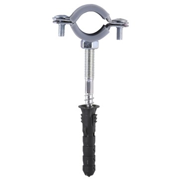 Хомут в зборi CR    1/2″ (20-23мм) з гвинтом-шурупом 8*80 та дюбелем в уп., сірий