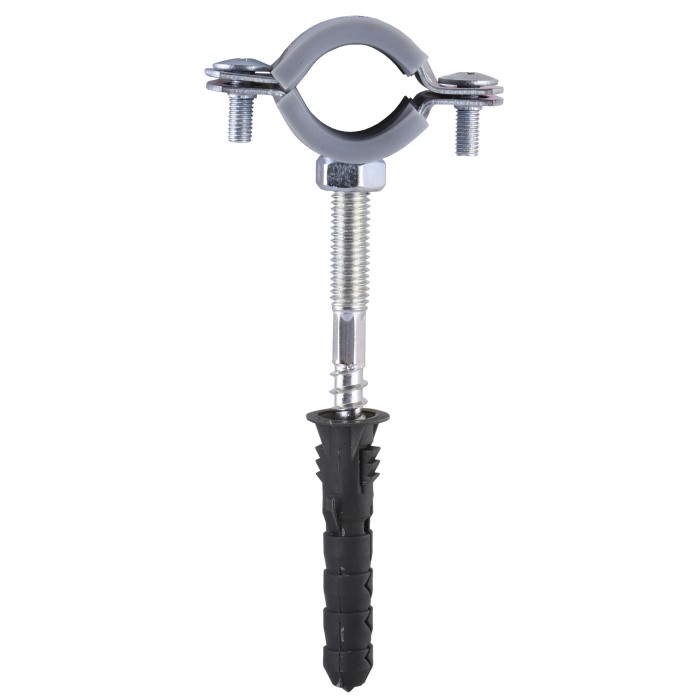 Хомут в зборi CR    1/2″ (20-23мм) з гвинтом-шурупом 8*80 та дюбелем в уп., сірий