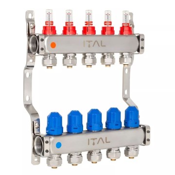 Колекторний блок із витратомірами ITAL HC1-05 x 3/4"Ek, нержавіюча сталь