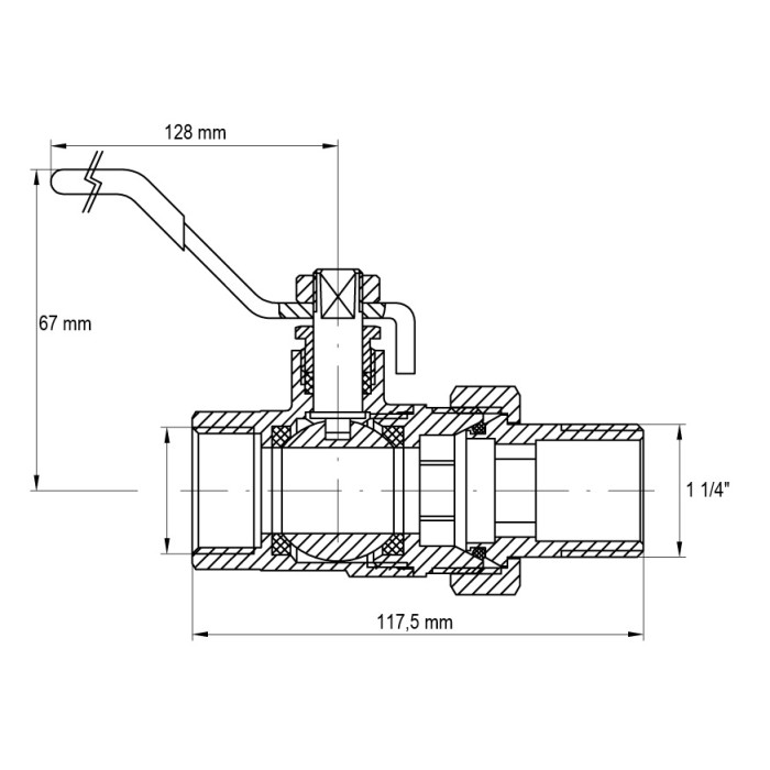 Кран з американкою 1-1/4" ручка ВАЖІЛЬ (Koer KR.229) (KR0150) Кран з американкою 1-1/4" ручка ВАЖІЛЬ (Koer KR.229) (KR0150)