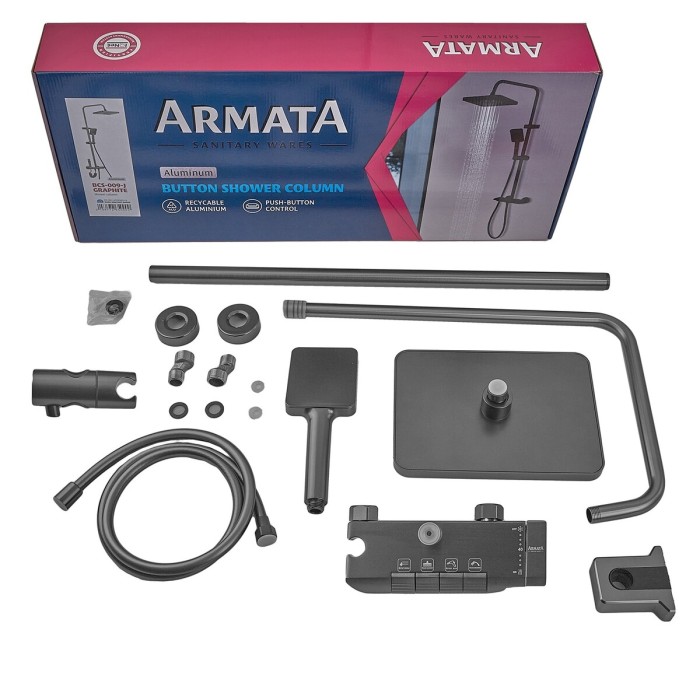 Душова колона Armata BCF-009-J Graphite зі змішувачем з кнопковим перемикачем, 3 режими (CH6507) Душова колона Armata BCF-009-J Graphite зі змішувачем з кнопковим перемикачем, 3 режими (CH6507)