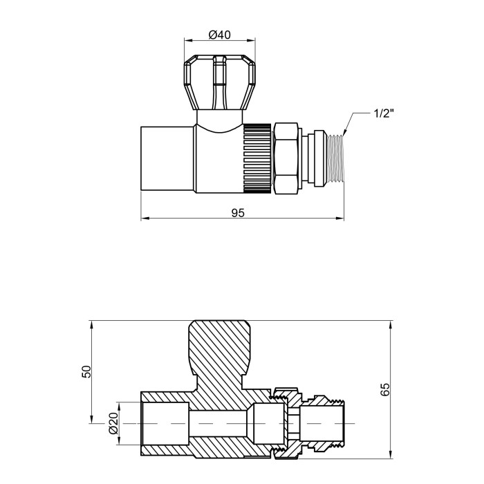 Кран кульовий радіаторний PPR Thermo Alliance 20х1/2" прямий Кран кульовий радіаторний PPR Thermo Alliance 20х1/2" прямий
