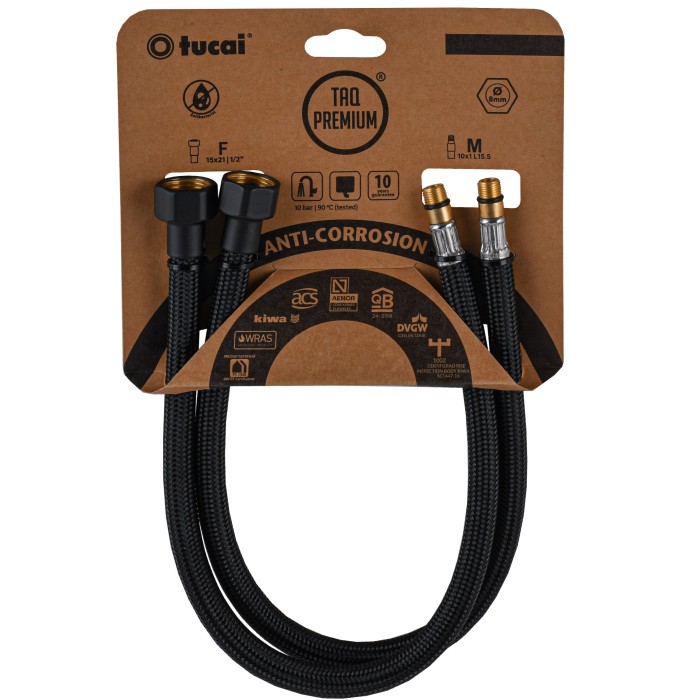 Шланг для змішувача TUCAI TAQ PREMIUM GRIF М10х1/2″ 0,4м. АНТИКОР. AСB ПАРА (Чорний Мат) 209964 Шланг для змішувача TUCAI TAQ PREMIUM GRIF М10х1/2″ 0,4м. АНТИКОР. AСB ПАРА (Чорний Мат) 209964