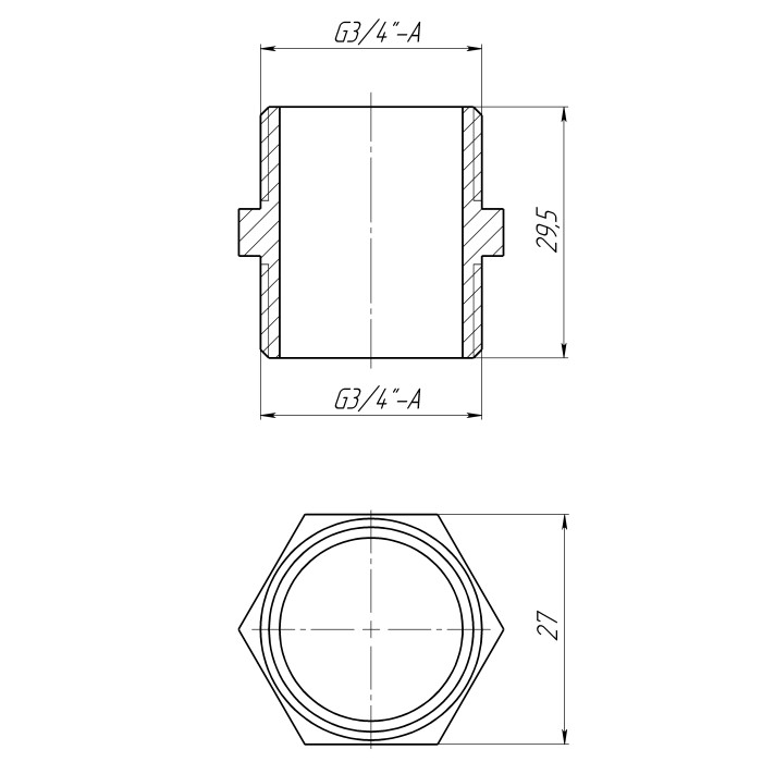 Ніпель 3/4″ЗЗ латунний LN442S OPTIMUM Ніпель 3/4″ЗЗ латунний LN442S OPTIMUM